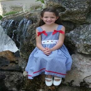 Blue Gingham Ladybug Dress-Made in the USA