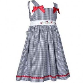 Blue Gingham Ladybug Dress-Made in the USA Blue Gingham Ladybug Dress