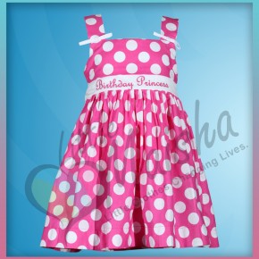 Pink Polka Dot Girls Birthday Dress from Treasure Box Kid