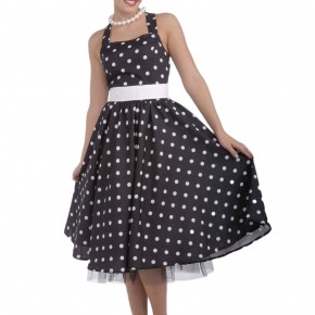 black and white 50s polka dot dress