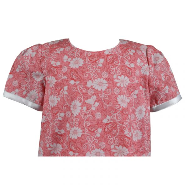 Little Girls Coral Short Sleeve Floral Cotton Dress Treasure Box Kids