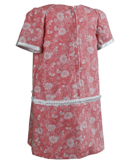 Little Girls Coral Short Sleeve Floral Cotton Dress Treasure Box Kids