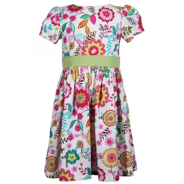 multi colored floral cotton victoria little girls dress